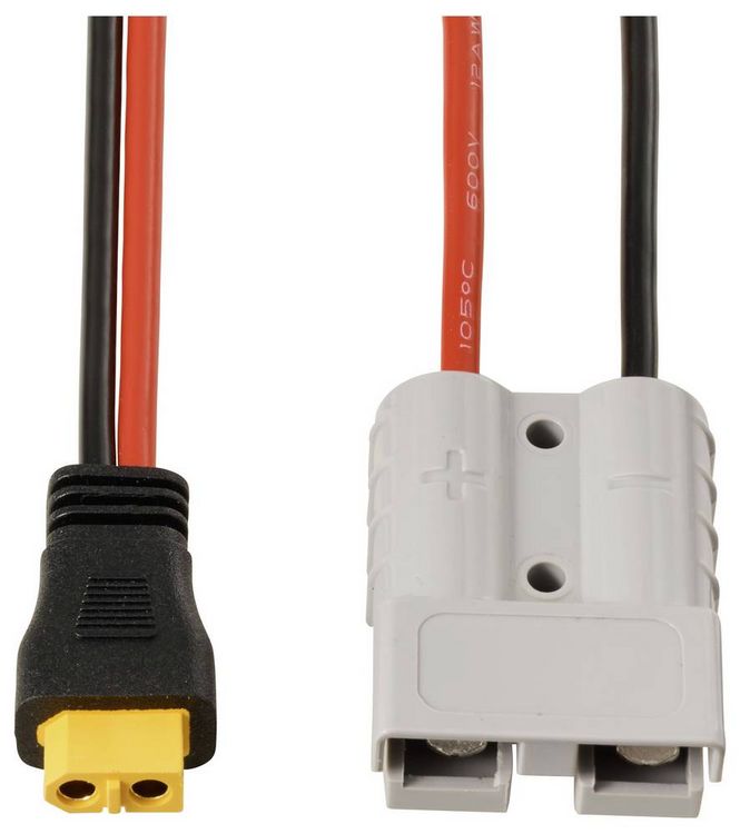 Produktbild: TRU COMPONENTS 50A Akkuanschluss an XT60-Kabel 0,5m TC-13619308 Schwarz, Rot Inhalt: 1St.