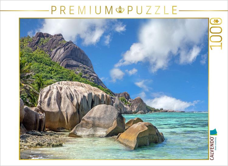 Produktbild: CALVENDO Puzzle Traumstrand Anse Source d'Argent auf La Digue | 1000 Teile Lege-Gr&ouml;&szlig;e 64x48cm Foto-Puzzle f&uuml;r gl&uuml;ckliche Stunden