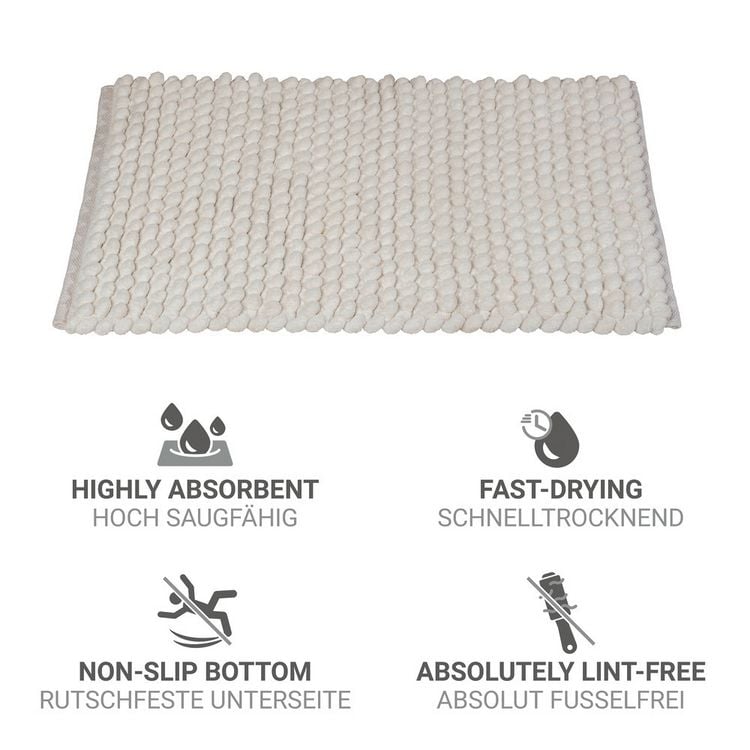 Produktbild: Badteppich Mod. Solivo, weiß, Polyester/Baumwolle, 50x80 cm, rutschhemmend beschichtet,