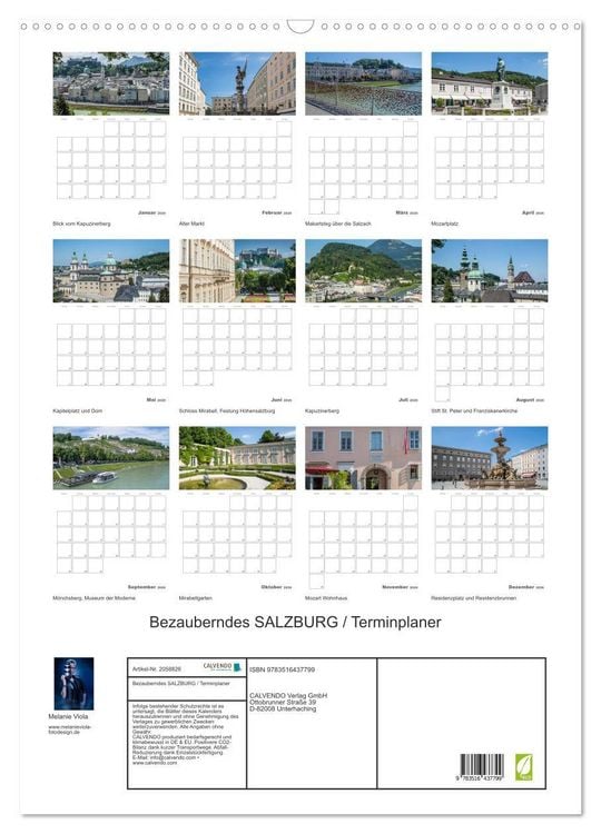 Produktbild: Bezauberndes SALZBURG / Terminplaner (Wandkalender 2026 DIN A2 hoch), CALVENDO Monatskalender