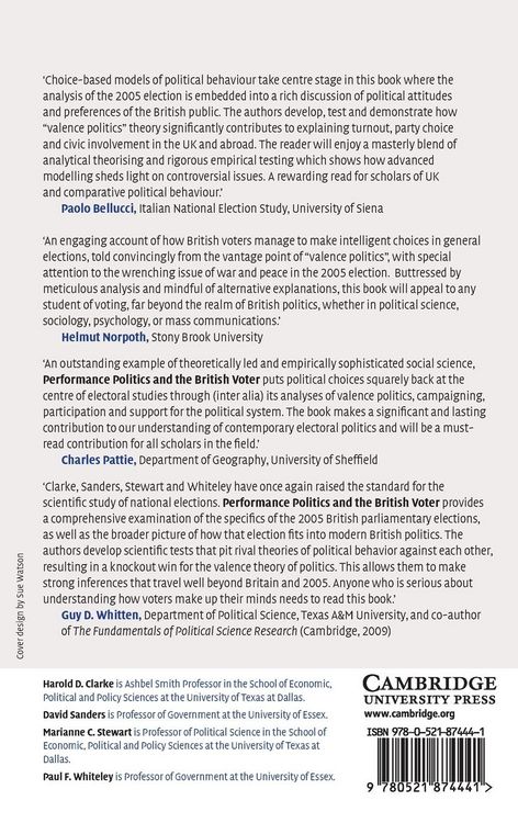 Produktbild: Performance Politics and the British Voter