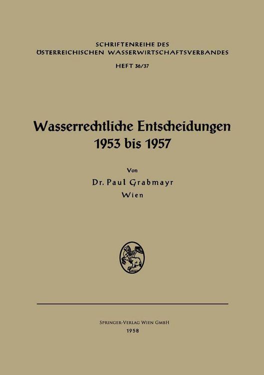 Produktbild: Wasserrechtliche Entscheidungen 1953 bis 1957
