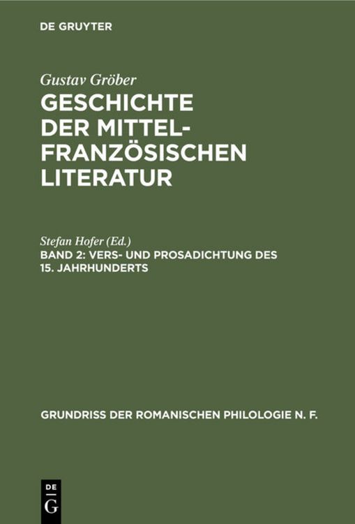 Produktbild: Vers- und Prosadichtung des 15. Jahrhunderts