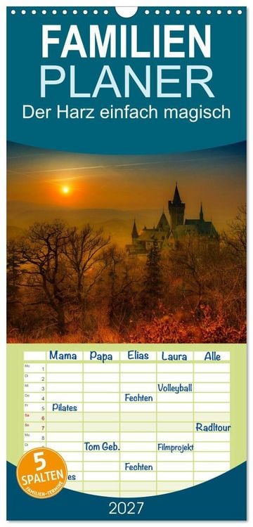 Produktbild: Familienplaner 2027 - Der Harz einfach magisch mit 5 Spalten (Wandkalender, 21 x 45 cm) CALVENDO