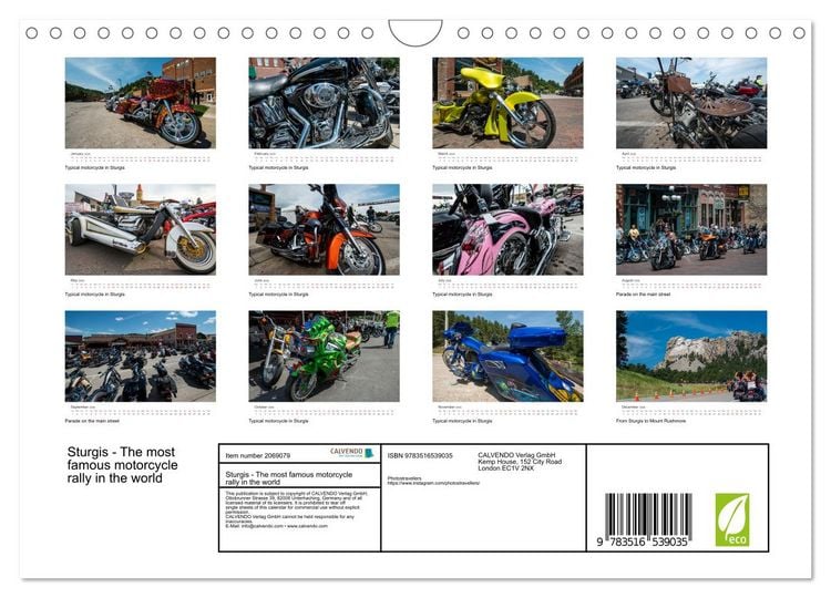 Produktbild: Sturgis - The most famous motorcycle rally in the world (Wall Calendar 2026 DIN A4 landscape), CALVENDO 12 Month Wall Calendar