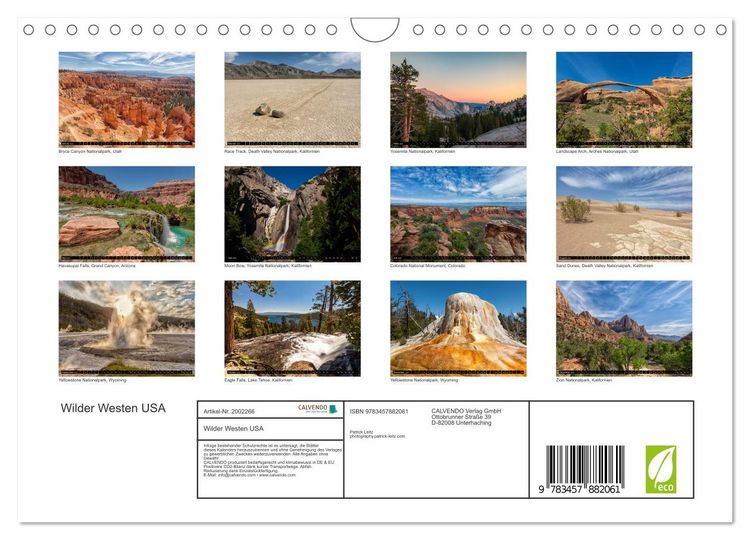 Produktbild: Wilder Westen USA (Wandkalender 2026 DIN A4 quer), CALVENDO Monatskalender