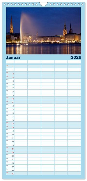 Produktbild: Familienplaner 2026 - Hamburg mit 5 Spalten (Wandkalender, 21 x 45 cm) CALVENDO