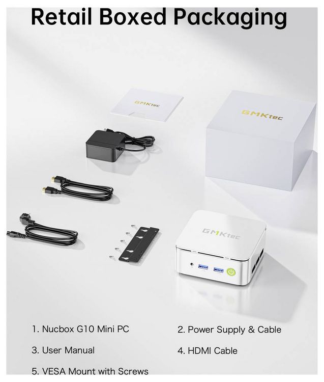Produktbild: GMKtec Mini PC NucBox G10 AMD Ryzen 5 3500U 3.7 GHz 16 GB RAM 256 GB SSD AMD Radeon&trade; Vega 8 Win 11 Pro G10