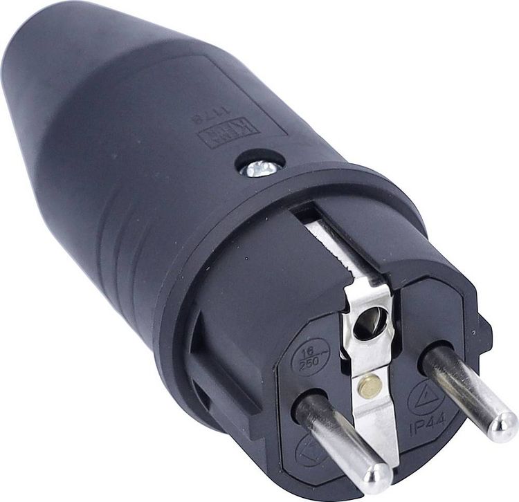 Produktbild: AS Schwabe 61412 Schutzkontaktstecker Vollgummi 230V Schwarz IP44