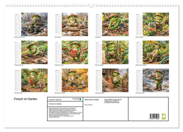 Produktbild: Frosch im Garten (Wandkalender 2027 DIN A2 quer), CALVENDO Monatskalender
