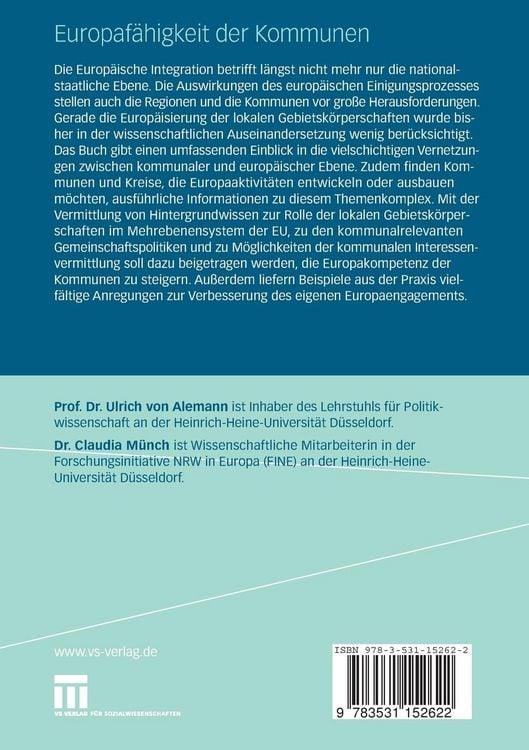Produktbild: Europaf&auml;higkeit der Kommunen