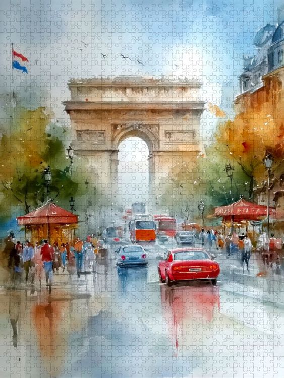 Produktbild: CALVENDO Puzzle Die Champs-&Eacute;lys&eacute;es mit Blick auf den Arc de Triomphe | 1000 Teile Lege-Gr&ouml;&szlig;e 64x48cm Foto-Puzzle f&uuml;r gl&uuml;ckliche Stunden