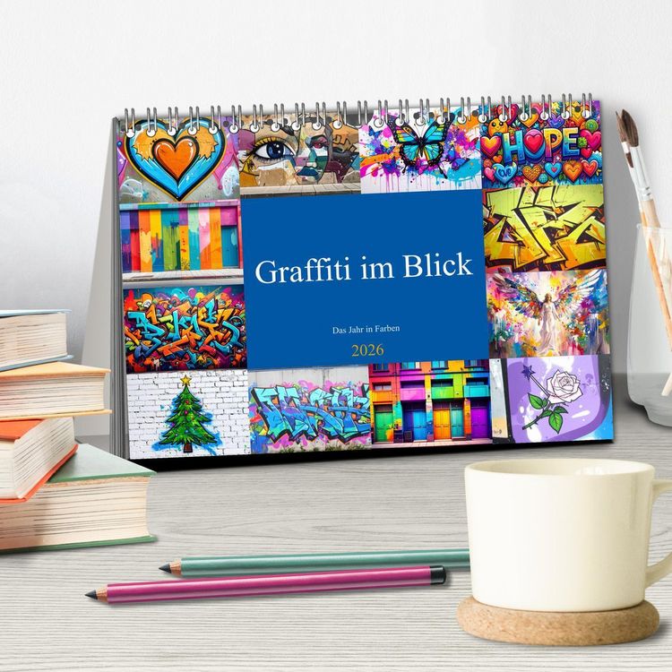 Produktbild: Graffiti im Blick &ndash; Das Jahr in Farben (Tischkalender 2026 DIN A5 quer), CALVENDO Monatskalender