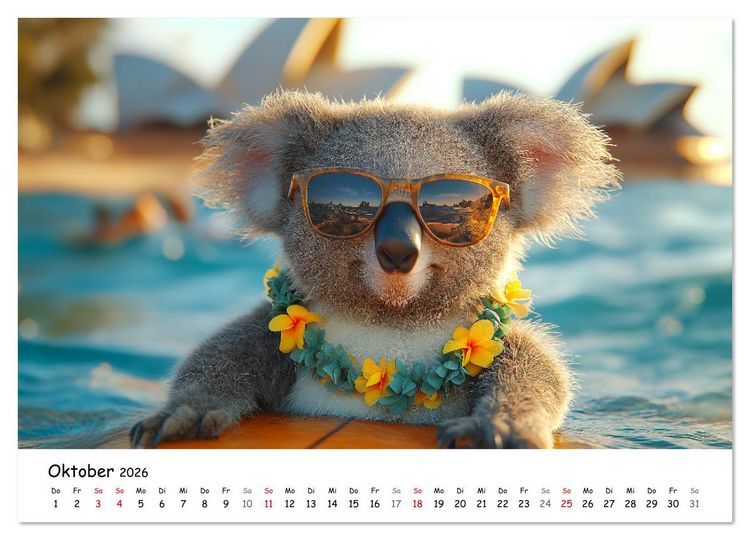Produktbild: Lustige Tierreisen - Bunter Spa&szlig; f&uuml;r Kinder (Wandkalender 2026 DIN A4 quer), CALVENDO Monatskalender