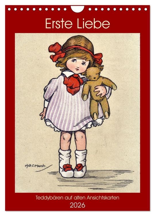 Produktbild: Erste Liebe - Teddyb&auml;ren auf alten Ansichtskarten (Wandkalender 2026 DIN A4 hoch), CALVENDO Monatskalender