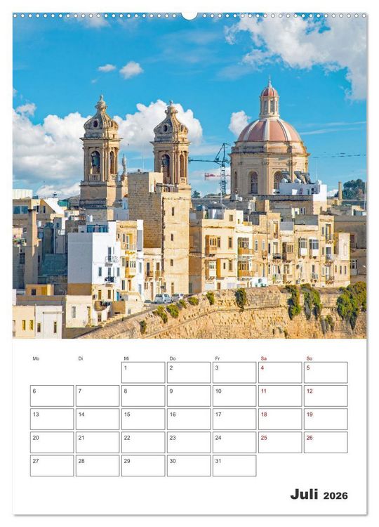 Produktbild: Valletta - K&uuml;stenstadt mit Charme (Wandkalender 2026 DIN A2 hoch), CALVENDO Monatskalender