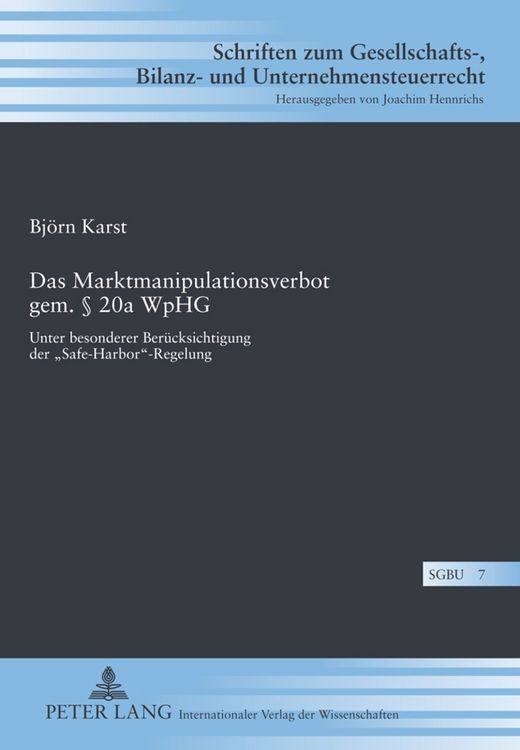 Produktbild: Das Marktmanipulationsverbot gem. 20a WpHG