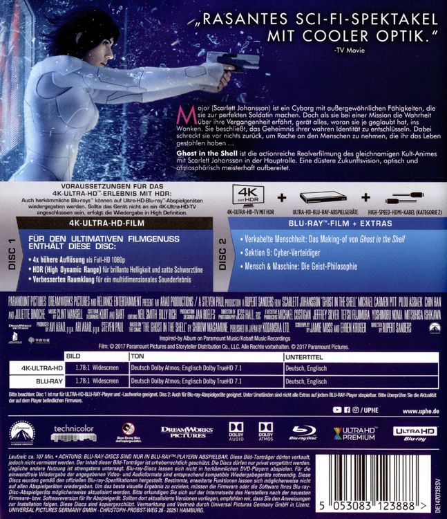 Produktbild: Ghost in the Shell (4K Ultra HD) (+ Blu-ray)