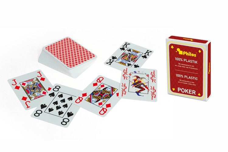 Produktbild: Pokerkarten, rot, Plastik