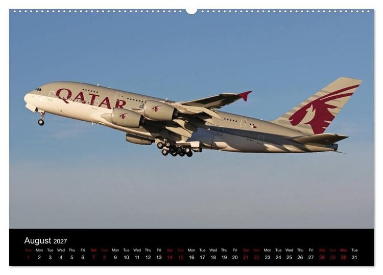 Produktbild: A380 SuperJumbo (High Quality Premium Wall Calendar 2027 DIN A2 landscape),CALVENDO 12 Month Wall Calendar