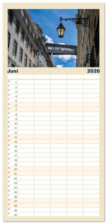 Produktbild: Familienplaner 2026 - Mein Lissabon mit 5 Spalten (Wandkalender, 21 x 45 cm) CALVENDO