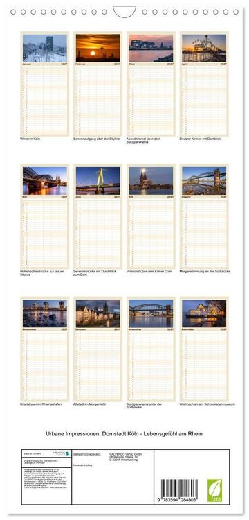 Produktbild: Familienplaner 2027 - Urbane Impressionen: Domstadt K&ouml;ln - Lebensgef&uuml;hl am Rhein mit 5 Spalten (Wandkalender, 21 x 45 cm) CALVENDO