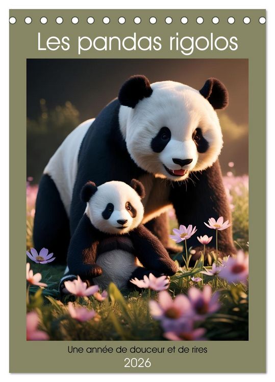 Produktbild: Les pandas rigolos - Une ann&eacute;e de douceur et de rires (Calendrier de bureau 2026 DIN A5 horizontal), CALVENDO calendrier mensuel