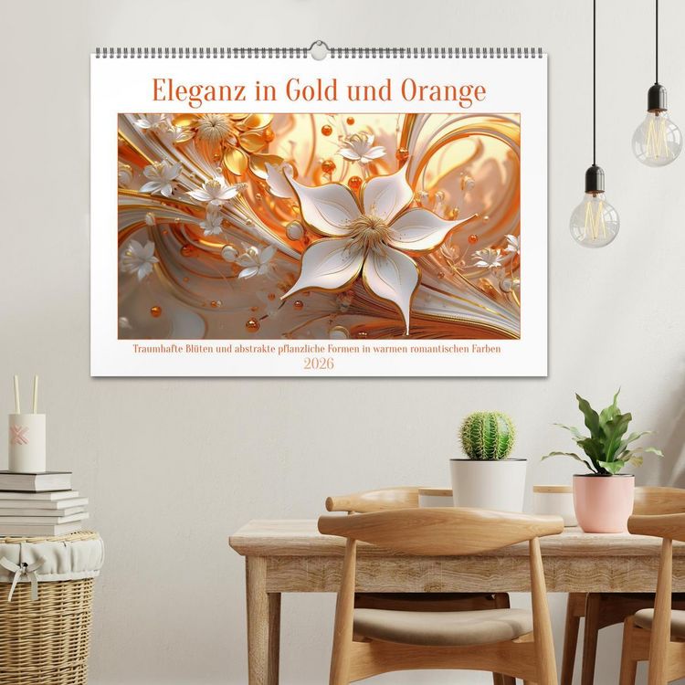 Produktbild: Eleganz in Gold und Orange (Wandkalender 2026 DIN A2 quer), CALVENDO Monatskalender