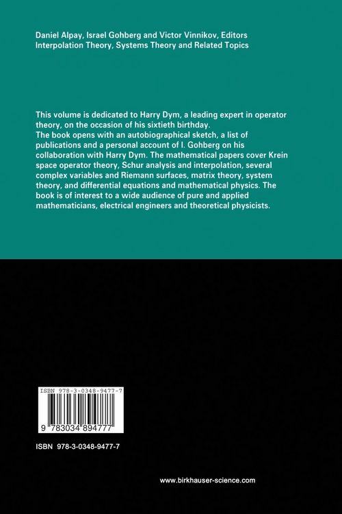 Produktbild: Interpolation Theory, Systems Theory and Related Topics
