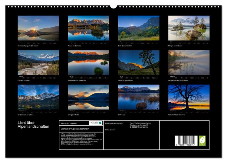 Produktbild: Licht &uuml;ber Alpenlandschaften (hochwertiger Premium Wandkalender 2026 DIN A2 quer), Kunstdruck in Hochglanz