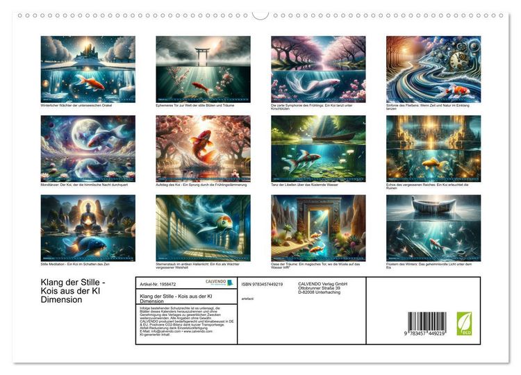 Produktbild: Klang der Stille - Kois aus der KI Dimension (hochwertiger Premium Wandkalender 2026 DIN A2 quer), Kunstdruck in Hochglanz