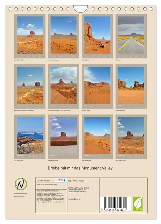 Produktbild: Erlebe mit mir das Monument Valley (Wandkalender 2026 DIN A4 hoch), CALVENDO Monatskalender