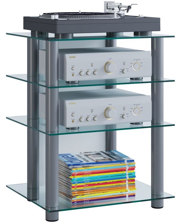Produktbild: Hifi M&ouml;bel Rack Alu Glas Phono Mediaregal Bilus