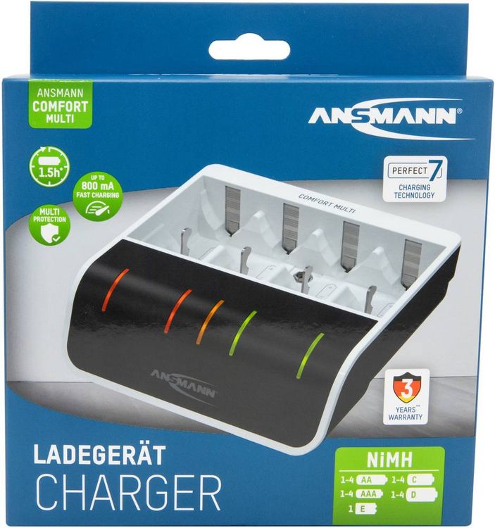 Produktbild: Ansmann Comfort Multi Rundzellen-Ladeger&auml;t NiMH Micro (AAA), Mignon (AA), Baby (C), Mono (D), 9 V Block