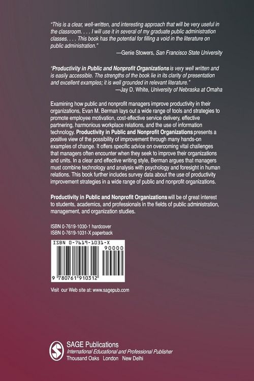 Produktbild: Productivity in Public and Non Profit Organizations