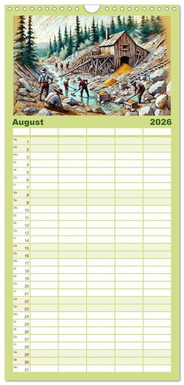 Produktbild: Familienplaner 2026 - Auf den Spuren des Goldes - Vom Goldrausch am Yukon River mit 5 Spalten (Wandkalender, 21 x 45 cm) CALVENDO