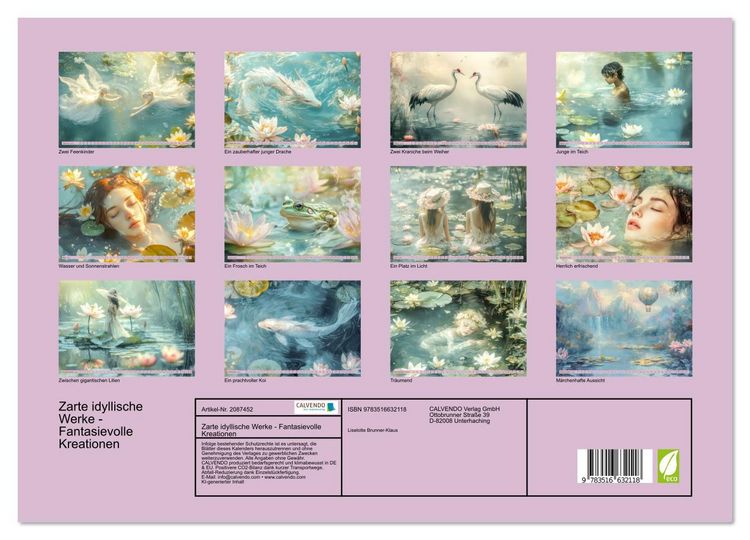 Produktbild: Zarte idyllische Werke - Fantasievolle Kreationen (hochwertiger Premium Wandkalender 2026 DIN A2 quer), Kunstdruck in Hochglanz