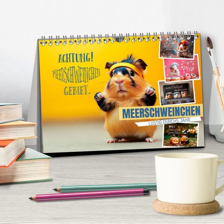 Produktbild: Meerschweinchen LUSTIG DURCHS JAHR (Tischkalender 2026 DIN A5 quer), CALVENDO Monatskalender
