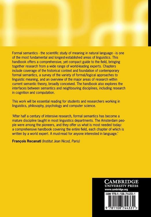 Produktbild: The Cambridge Handbook of Formal Semantics