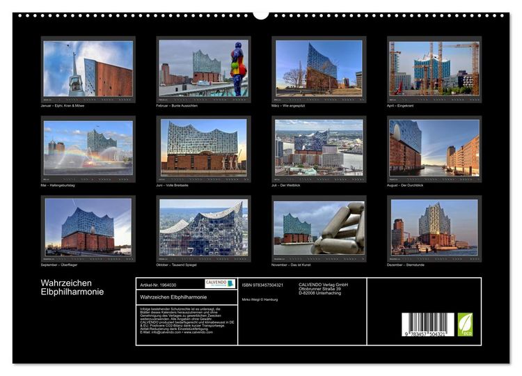 Produktbild: Wahrzeichen Elbphilharmonie (hochwertiger Premium Wandkalender 2026 DIN A2 quer), Kunstdruck in Hochglanz