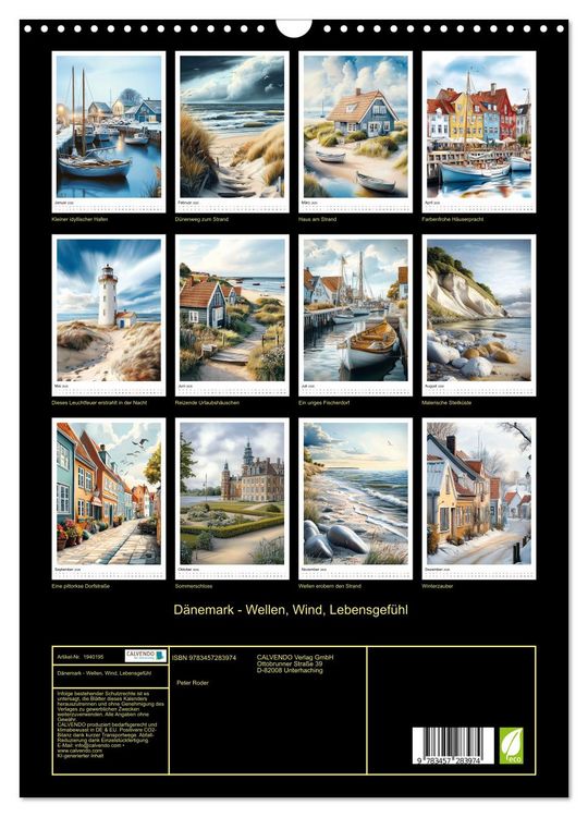 Produktbild: D&auml;nemark - Wellen, Wind, Lebensgef&uuml;hl (Wandkalender 2026 DIN A3 hoch), CALVENDO Monatskalender