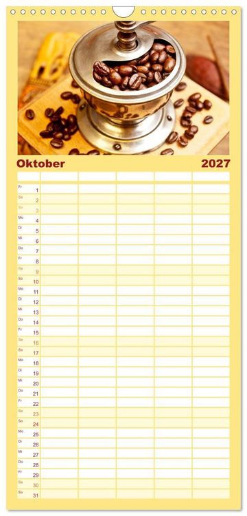 Produktbild: Familienplaner 2027 - KAFFEE 2027 mit 5 Spalten (Wandkalender, 21 x 45 cm) CALVENDO