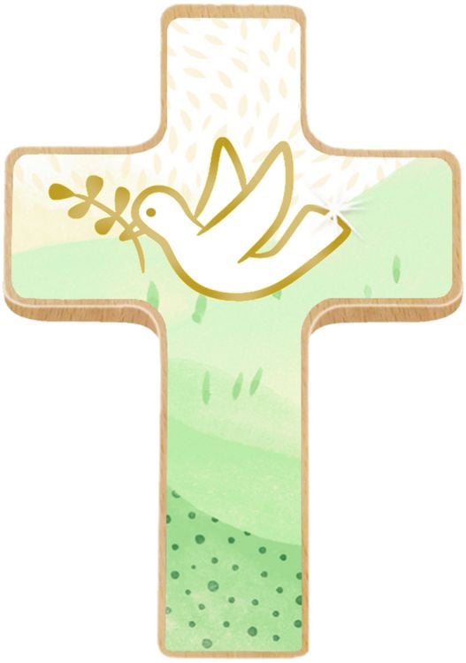 Produktbild: Holzkreuz mit Mini-B&uuml;chlein &ndash; Du bist geborgen in Gottes Hand