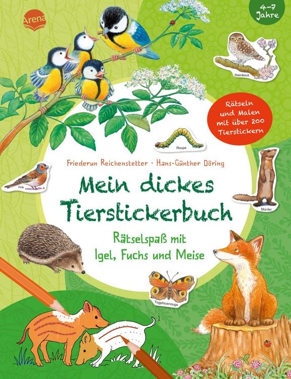 Produktbild: Mein dickes Tierstickerbuch. R&auml;tselspa&szlig; mit Igel, Fuchs und Meise