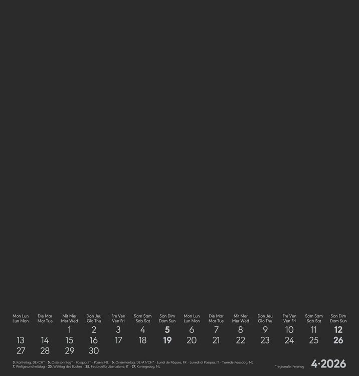 Produktbild: Kreativ-Kalender schwarz 2026 - 21x22 cm - Foto, Malen, Basteln - datiert - Kreativkalender - Foto-Kalender - Alpha Edition