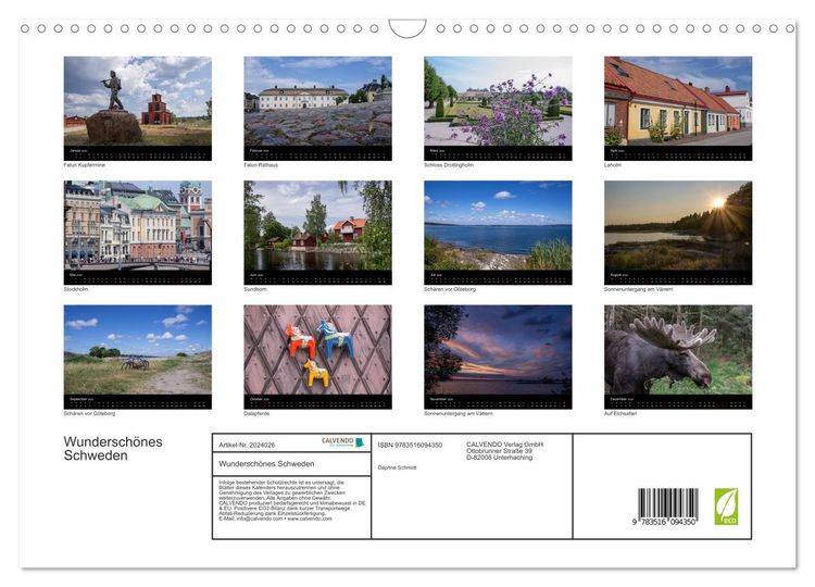 Produktbild: Wundersch&ouml;nes Schweden (Wandkalender 2026 DIN A3 quer), CALVENDO Monatskalender
