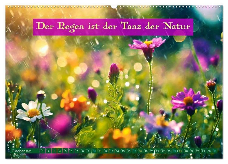 Produktbild: Regenmomente &ndash; Spr&uuml;che f&uuml;r graue Tage (hochwertiger Premium Wandkalender 2026 DIN A2 quer), Kunstdruck in Hochglanz