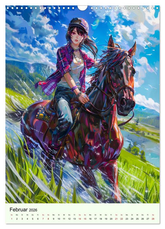 Produktbild: Pferdegl&uuml;ck - Anime-M&auml;dchen erkunden die Natur (Wandkalender 2026 DIN A3 hoch), CALVENDO Monatskalender