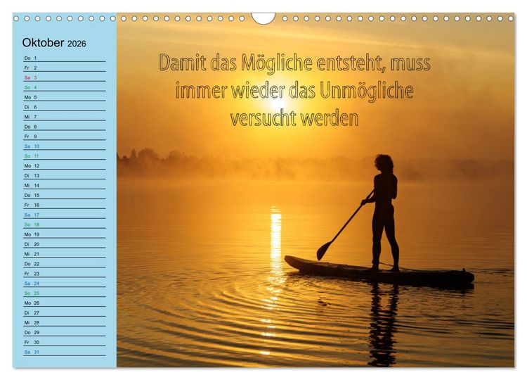 Produktbild: Wassersport - Schwimmen und SUP mit coolen Spr&uuml;chen (Wandkalender 2026 DIN A3 quer), CALVENDO Monatskalender
