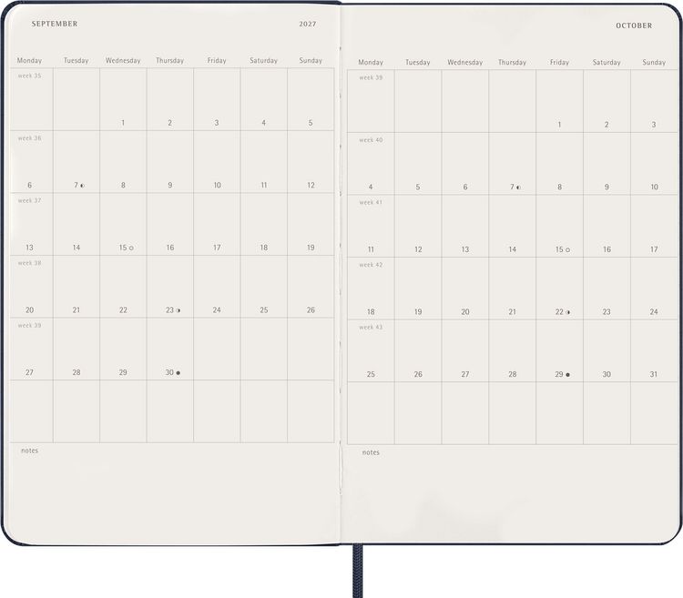 Produktbild: Moleskine 12 Monate Tageskalender 2027, Large/A5, 1 Tag = 1 Seite, Fester Einband, Saphir